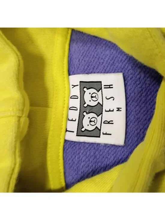 Teddy Fresh Size M Colorblock Hoodie Yellow Purple Pink Cotton - Picture 4 of 7